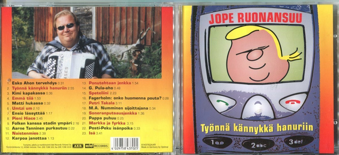 JOPE RUONANSUU . CD-LEVY . TYÖNNÄ KÄNNYKKÄ HANURIIN