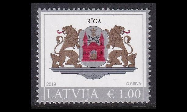 Latvia 935_II ** Käyttösarja vaakuna 1.00 € -19 (2015)