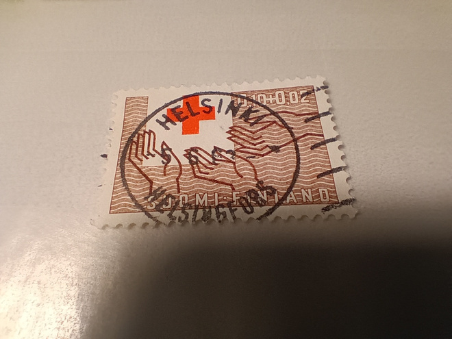 Punainen Risti postimerkki loistoleimalla