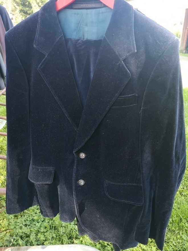 Vintage Samettipuku, takki ja housut 52