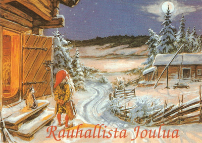 Curt Nyström : Tonttu ja kissa katselee kuuta. Ei kulk.