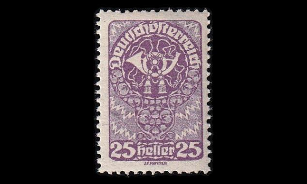 Itävalta 266x ** Käyttösarja 25 H postitorvi (1919)