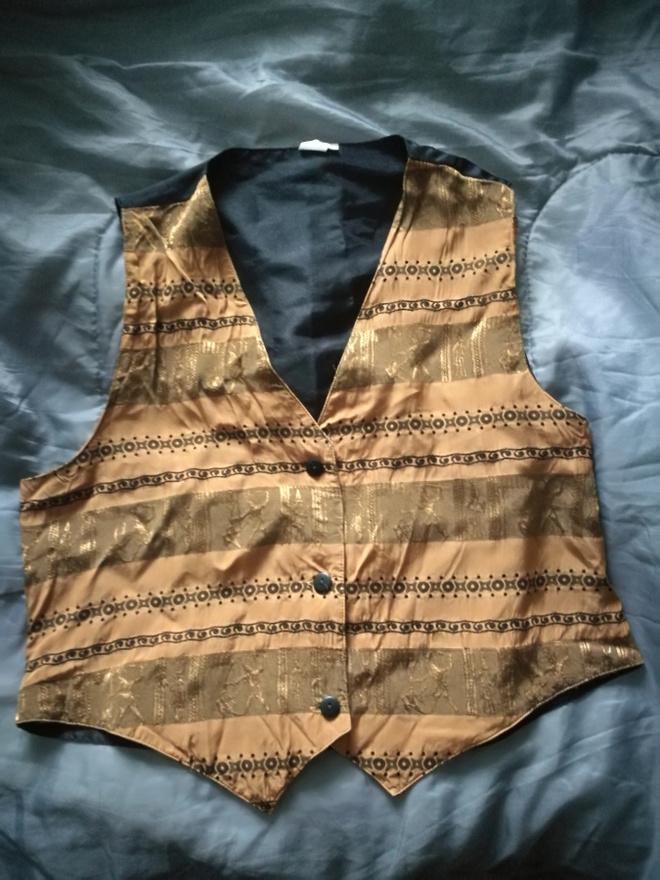 Kulta/oranssi/faraokuvio/viskoosi liivi L design ByPortugal