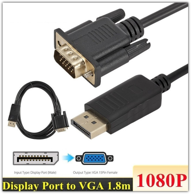 Uusi 1,8 m DisplayPort DP - VGA-muunninkaapeli #27549