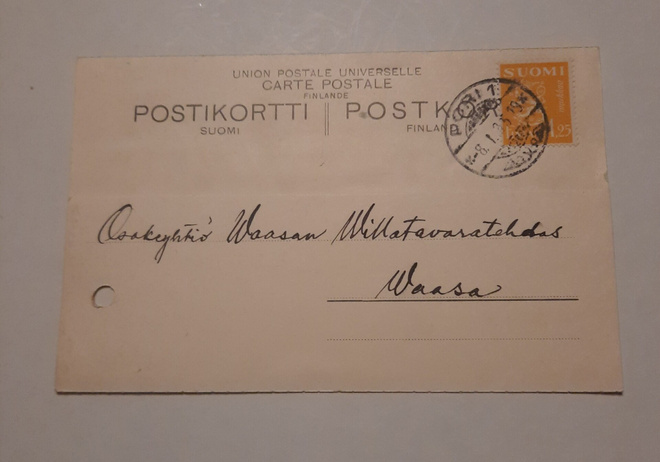 Pori K.V.Vikki  firmakirjekortti 1935