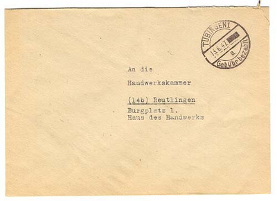 BRD 1947 Gebühr bezahlt -leima kirjeellä
