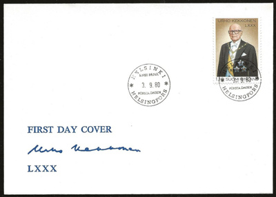 1980 FDC 1,10mk Urho Kekkonen 80 v.