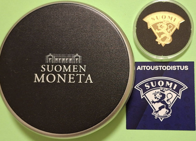 Suomen Leijona kultaraha 2 g (999), numeroitu 006/100.