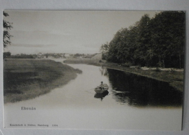 Ekenäs / Tammisaari, mies soutelemassa, vanha mv pk, ei p.