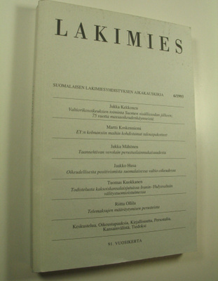 Lakimies, 91. vuosikerta (1993), numerot 6 ja 8 : suomala...