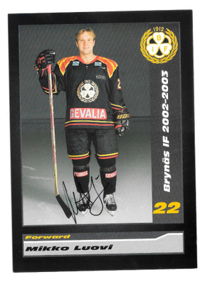 2002-03 Brynäs IF Postikortti nimmarilla Mikko Luovi