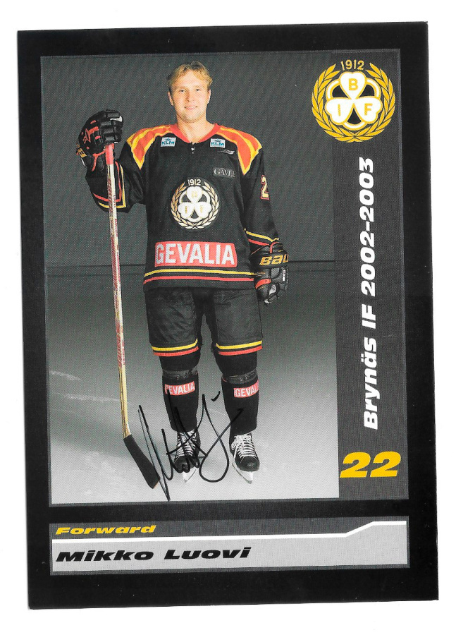 2002-03 Brynäs IF Postikortti nimmarilla Mikko Luovi
