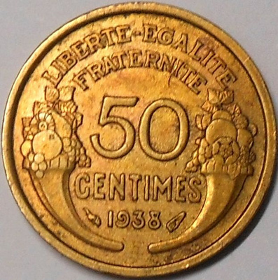 France. 50 centimes 1938.