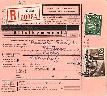 M30 1946 R-asiakirjoja postiennakkolähetys