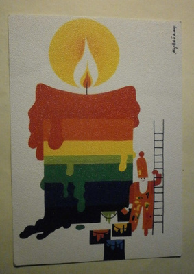 Mykkänen: Kynttilää maalaava tonttu, p. 1980 + Tubi-joulum.