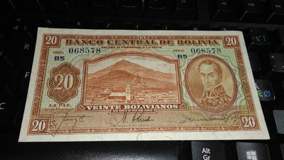 Bolivia 20 bolivano 1928 P131 sn578 XF