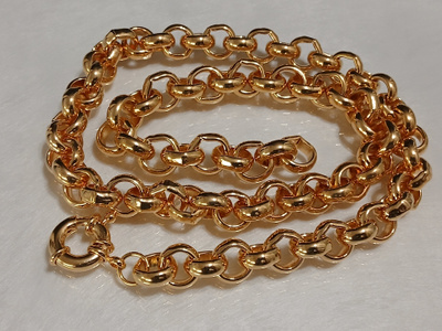 56cm- 21k kullattu Kanadalainen papu kaulaketju Gold plated