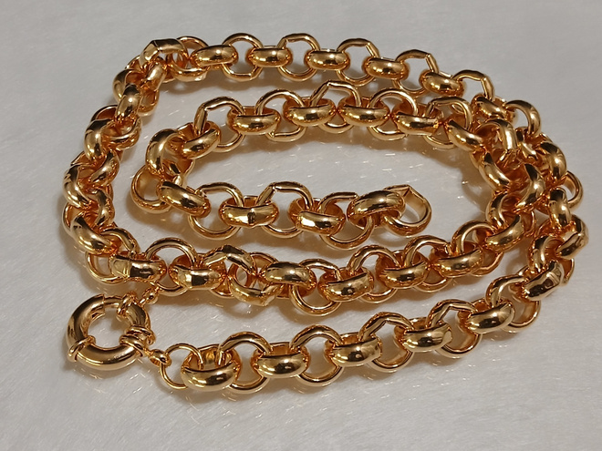 56cm- 21k kullattu Kanadalainen papu kaulaketju Gold plated
