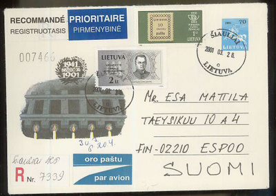 Liettua Mi 752 R-kirje Suomeen