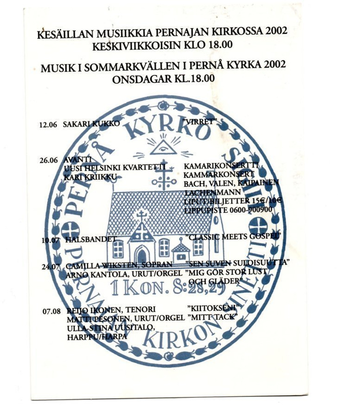 Pernaja: Kesäillan musiikkia kirkossa 2002