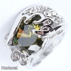 56 .. 14k White Swarovski Crystal Emerald .. Sormus - pikkukuva 4