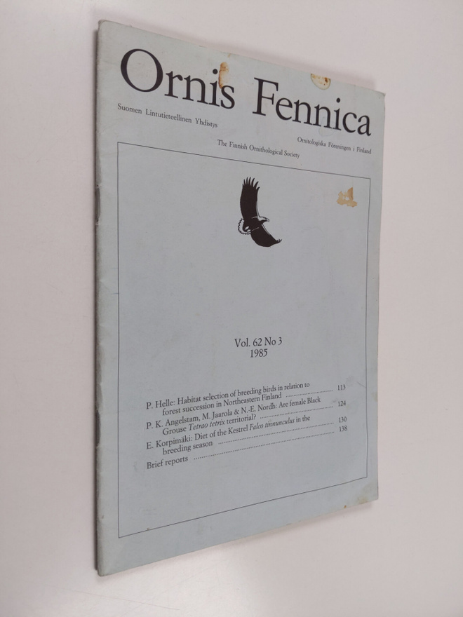 Ornis Fennica Vol. 62 No 3/1975
