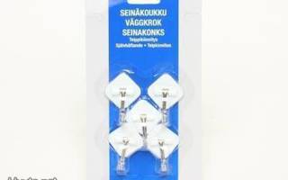 Seinäkoukku, tarrakiinnitys, 2.5x2.5cm, 5kpl *UUSI*