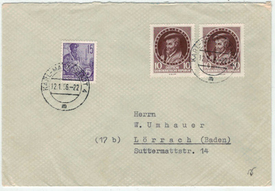 DDR Mi 497 ym kirje
