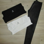 Lindex nahkaleggingsit 134/140cm ja H&M t-paidat - pikkukuva 2
