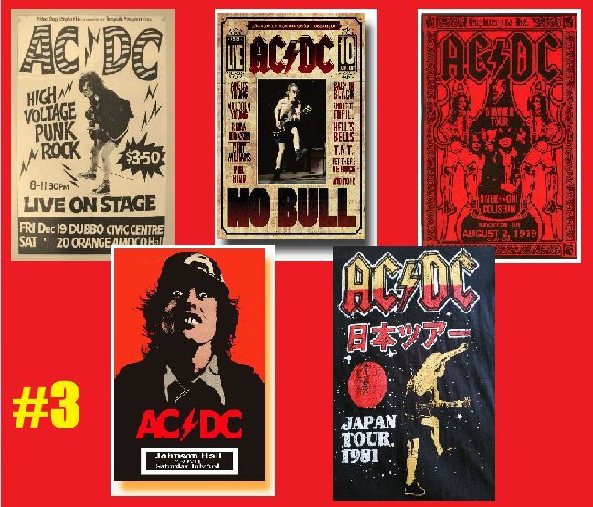 AC/DC --- julistesetti 5kpl --- 21cm x 30cm #3 --- ACDC