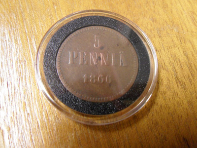 5 penniä 1866 kapselissa Kl 6-7 hyvä
