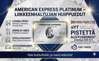 Amex Platinum + 150.000 pistettä