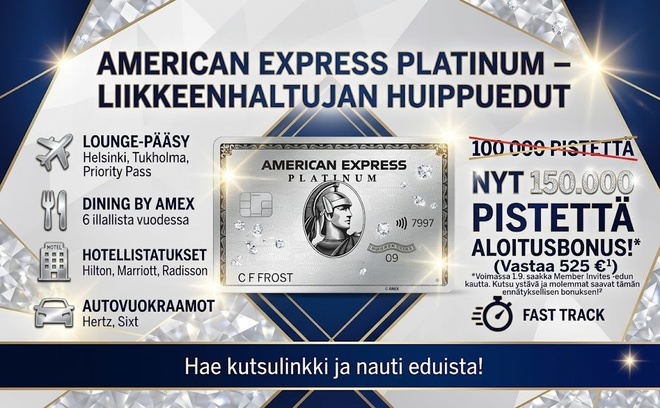 Amex Platinum + 150.000 pistettä