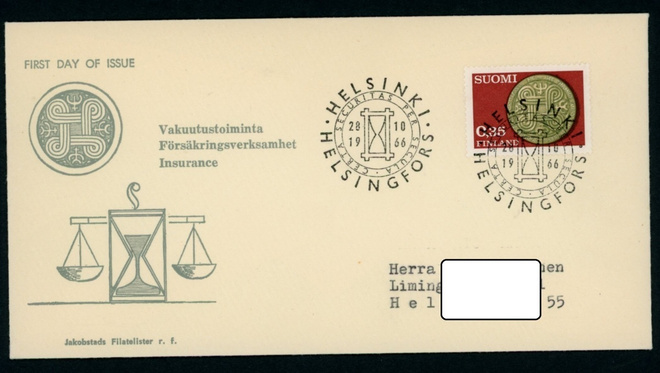 FDC 1966 Vakuutustoiminta JF-kuori
