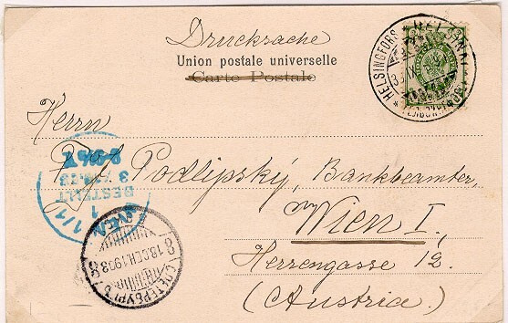 1903 2 kop ven. pystyjuvitus painotuote Itävaltaan