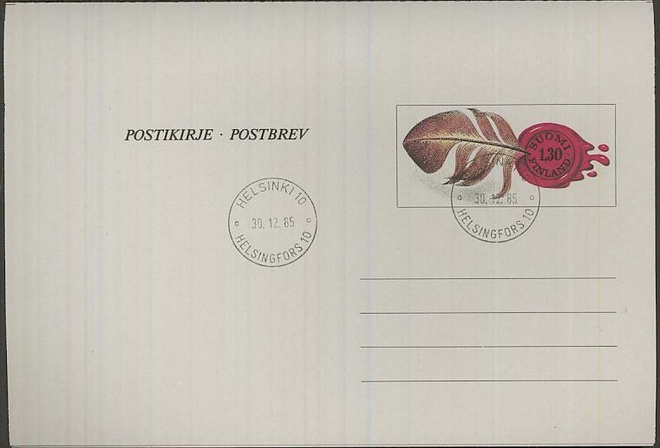 1983 1.30mk postikirje leimattu blankkokuori