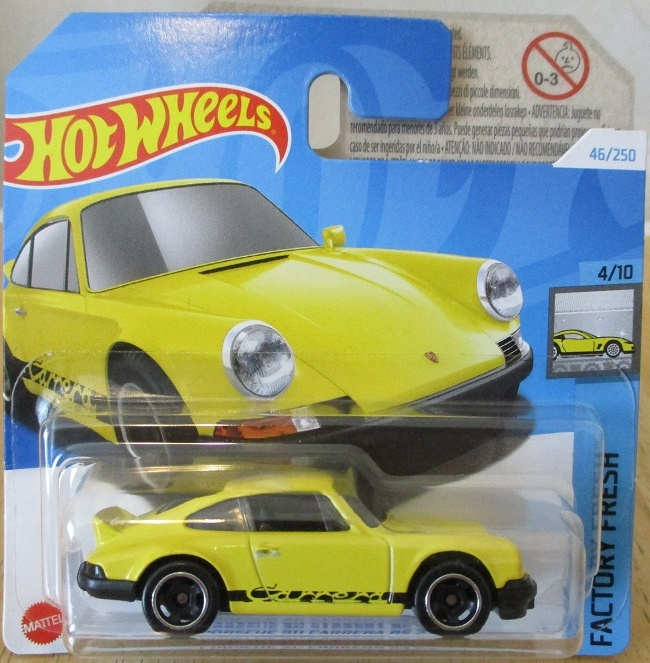 Porsche 911 Carrera RS 2.7 Coupe Yellow 1973 Hot Wheels 1:64