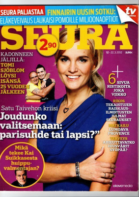 Seura n:o 12 2012 Satu Taiveaho. Kai. Tomi & Juan. Anette.