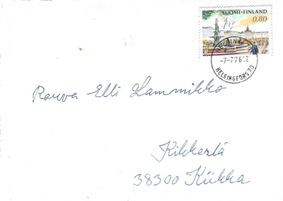 HELSINKI 70 7.7.76 LEIMALLA KUORI KULKENUT 0,80MK HAVIS AMAN