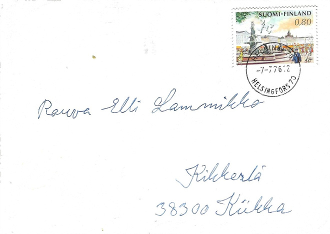 HELSINKI 70 7.7.76 LEIMALLA KUORI KULKENUT 0,80MK HAVIS AMAN