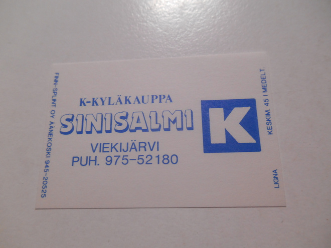 TT Etiketti K-Sinisalmi Viekijärvi