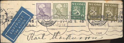 M30 1946 leike - suomalaisa ja ruotsalaisia - lentokirjeestä