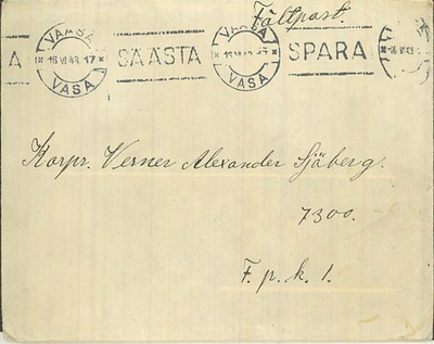 1943 kenttäpostikirje Vaasa