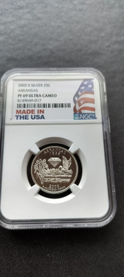 USA 2003-S, State Quarter, Arkansas, hopeaa, Proof, NGC