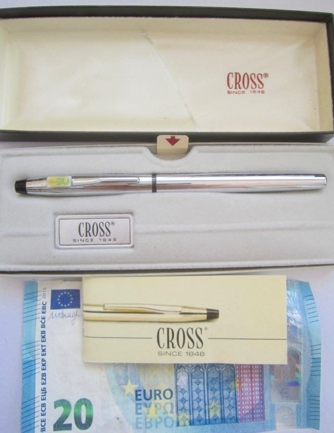 VANHA Kynä Cross Chrome 3505 Alkup. Rasia + Paperit