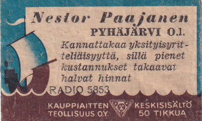 Pyhäjärvi O.L. Nestor Paajanen. Radio 5853    s5/2