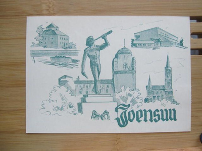 Joensuu postikortti Joensuun messut 1957 erikoiskortilla