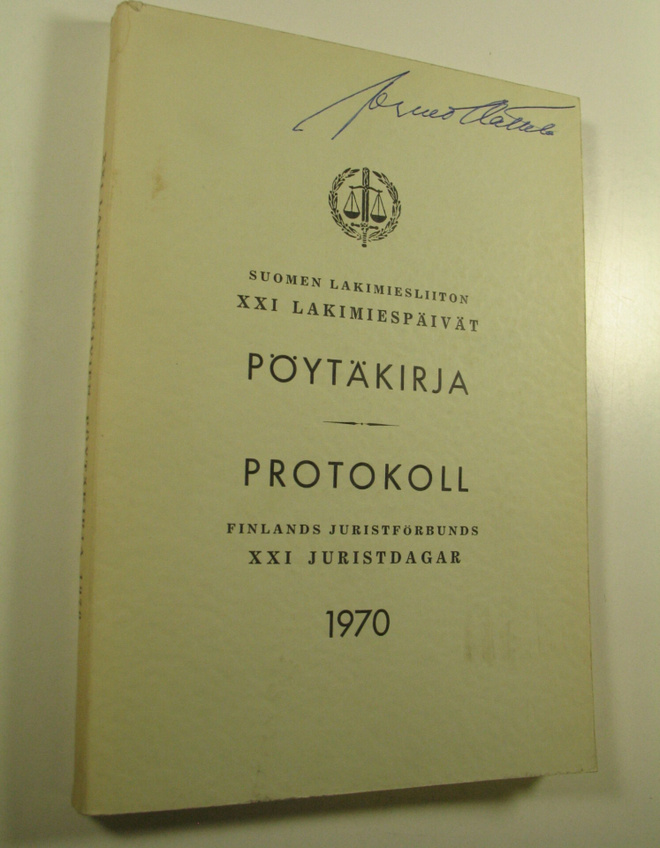 Suomen lakimiesliiton lakimiespäivien pöytäkirja 1970
