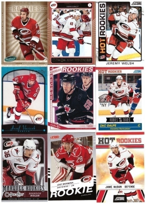 9 x CAROLINA HURRICANES Rookie Kortteja