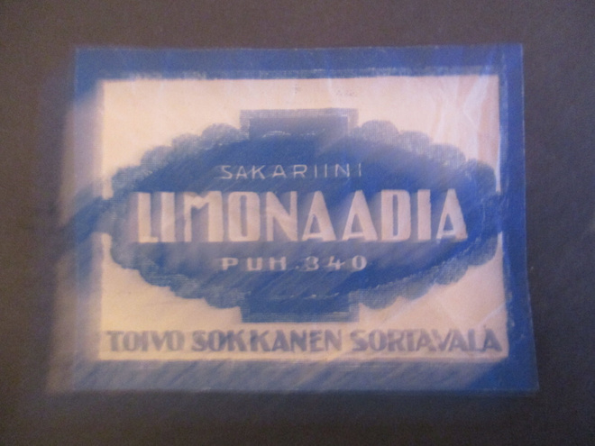 VANHA JUOMAETIKETTI - SAKARIINI LIMONAADIA SORTAVALA (AB1)